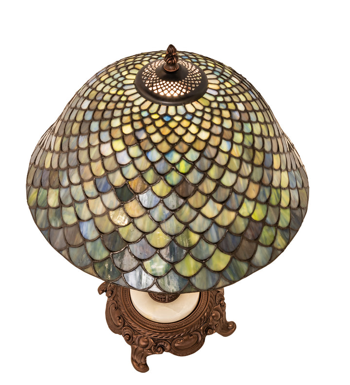 Meyda Tiffany Lighting 251959 Tiffany Fishscale One Light Table Lamp Lamp Bronze / Dark
