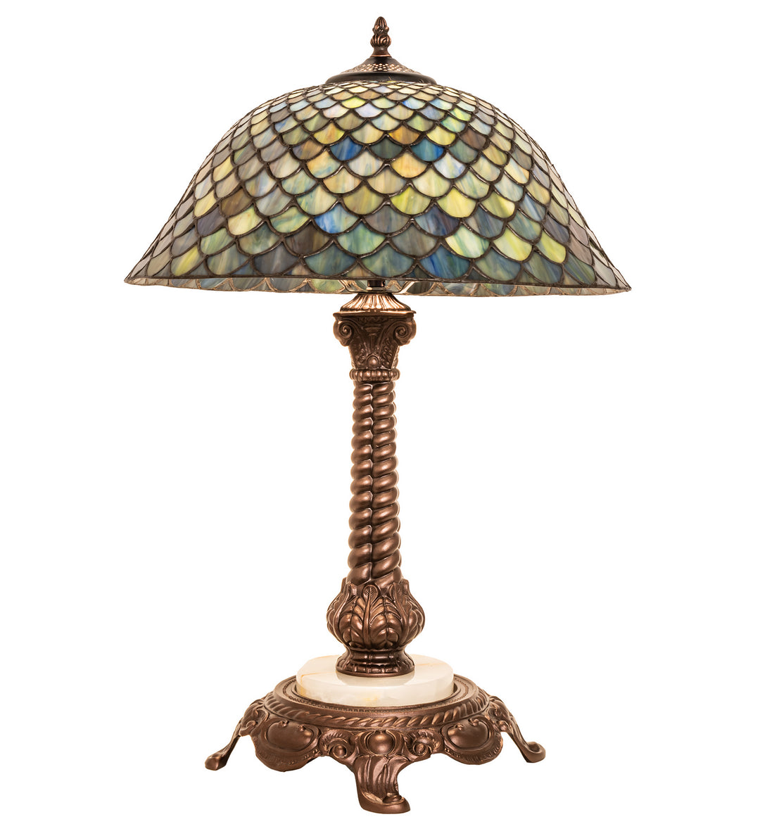 Meyda Tiffany Lighting 251959 Tiffany Fishscale One Light Table Lamp Lamp Bronze / Dark