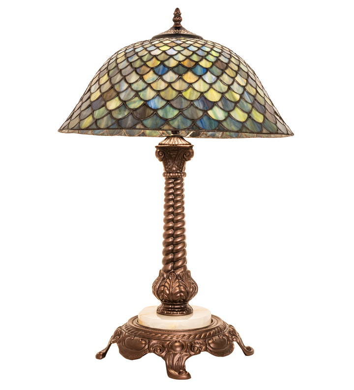Meyda Tiffany Lighting 251959 Tiffany Fishscale One Light Table Lamp Lamp Bronze / Dark