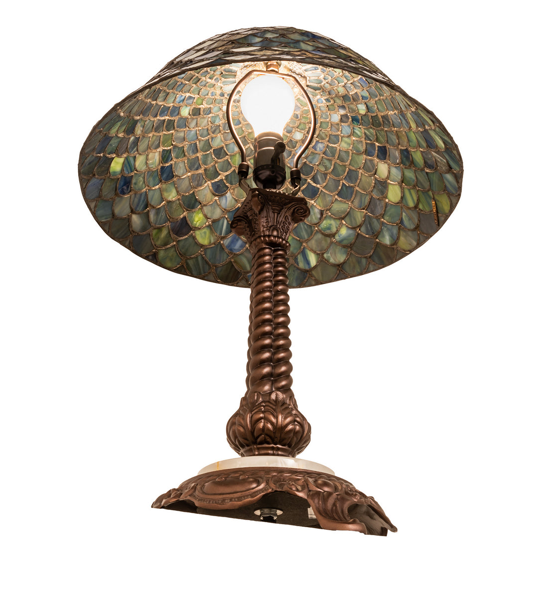 Meyda Tiffany Lighting 251959 Tiffany Fishscale One Light Table Lamp Lamp Bronze / Dark