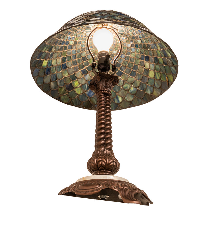 Meyda Tiffany Lighting 251959 Tiffany Fishscale One Light Table Lamp Lamp Bronze / Dark