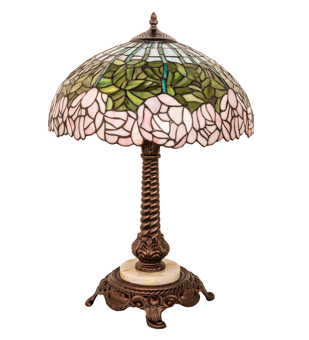 Meyda Tiffany Lighting 251964 Tiffany Cabbage Rose One Light Table Lamp Lamp Bronze / Dark