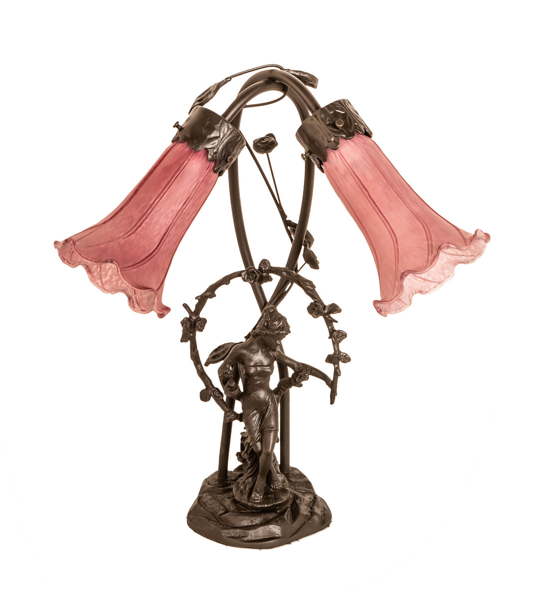 Meyda Tiffany Lighting 38267 Lavender Two Light Table Lamp Lamp Bronze / Dark