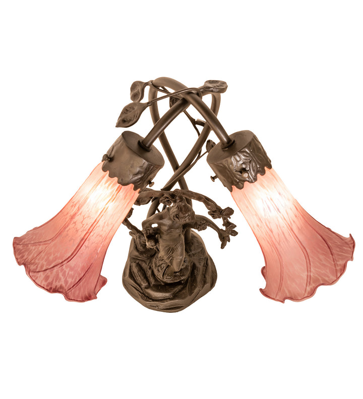 Meyda Tiffany Lighting 38267 Lavender Two Light Table Lamp Lamp Bronze / Dark