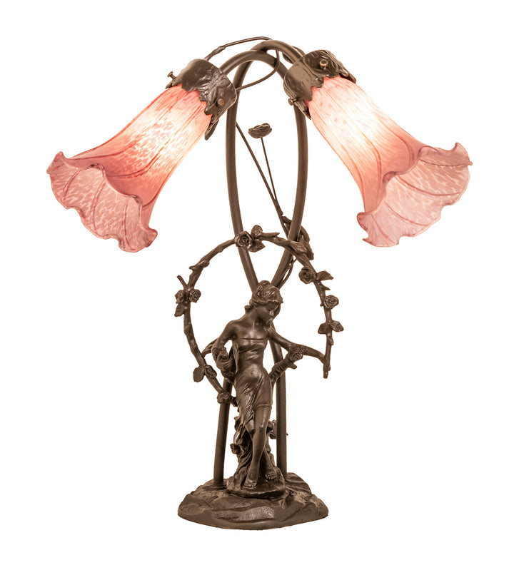 Meyda Tiffany Lighting 38267 Lavender Two Light Table Lamp Lamp Bronze / Dark