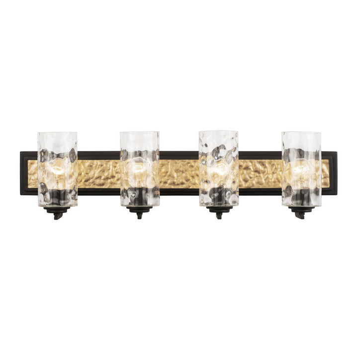 Varaluz Hammer Time 371B04CBFG Bath Vanity Light 33 in. wide - Carbon/French Gold