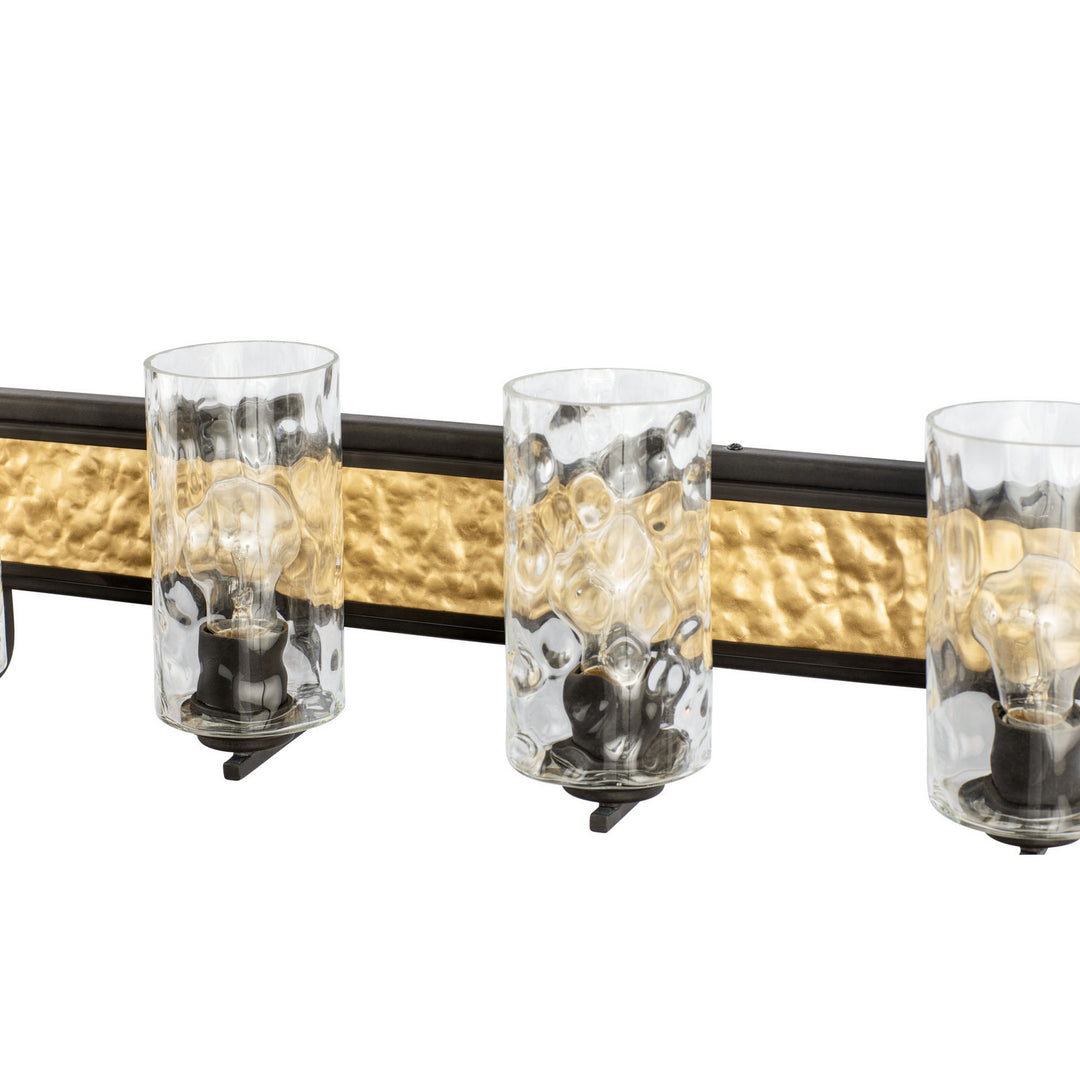 Varaluz Hammer Time 371B04CBFG Bath Vanity Light 33 in. wide - Carbon/French Gold