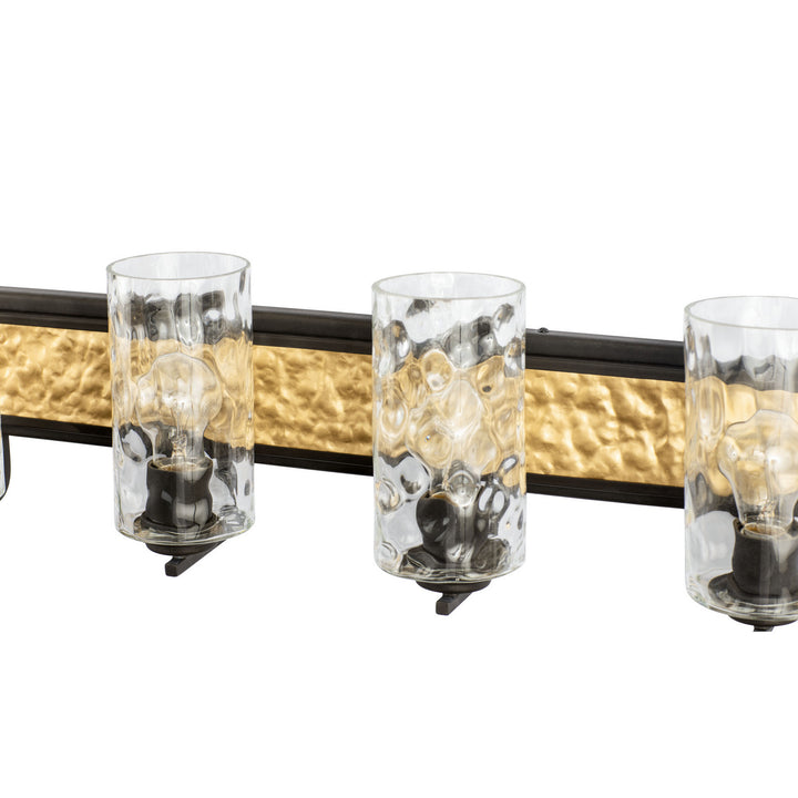 Varaluz Hammer Time 371B04CBFG Bath Vanity Light 33 in. wide - Carbon/French Gold