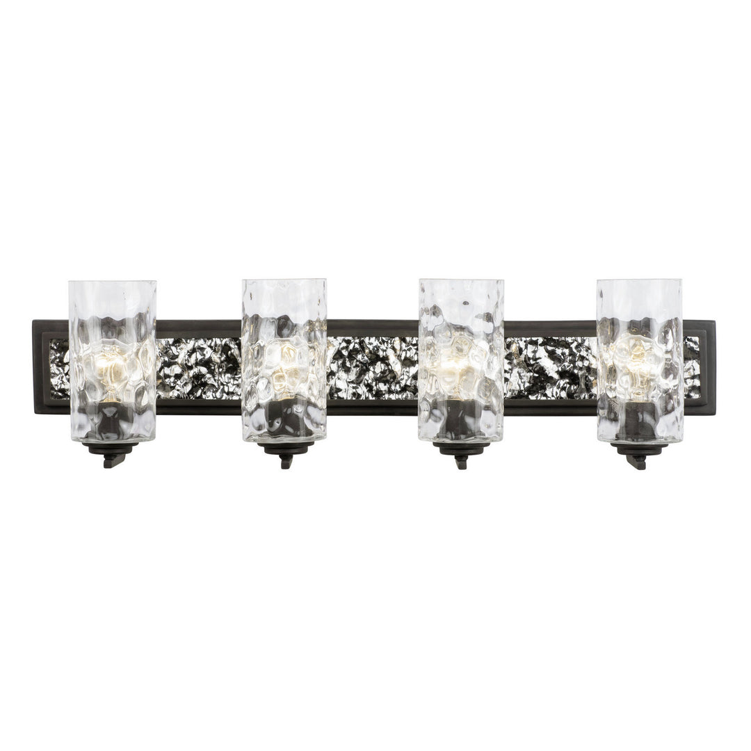 Varaluz Hammer Time 371B04CBPS Bath Vanity Light 33 in. wide - Carbon/Polished Stainless