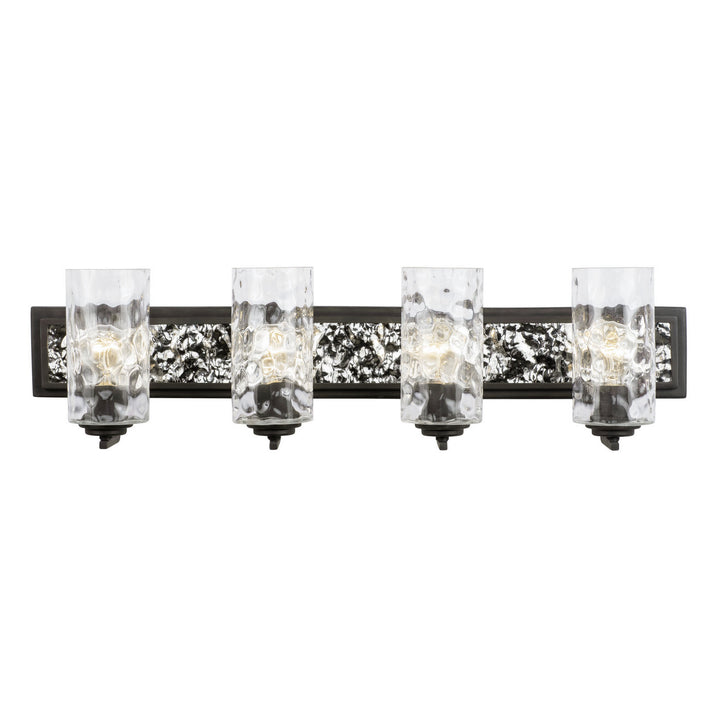 Varaluz Hammer Time 371B04CBPS Bath Vanity Light 33 in. wide - Carbon/Polished Stainless