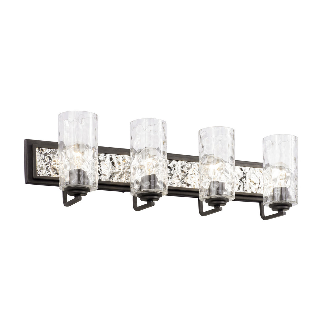 Varaluz Hammer Time 371B04CBPS Bath Vanity Light 33 in. wide - Carbon/Polished Stainless
