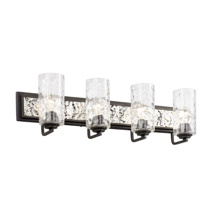 Varaluz Hammer Time 371B04CBPS Bath Vanity Light 33 in. wide - Carbon/Polished Stainless