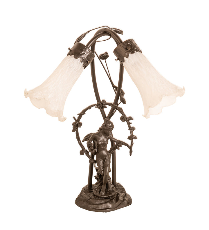 Meyda Tiffany Lighting 109504 White Two Light Table Lamp Lamp Bronze / Dark