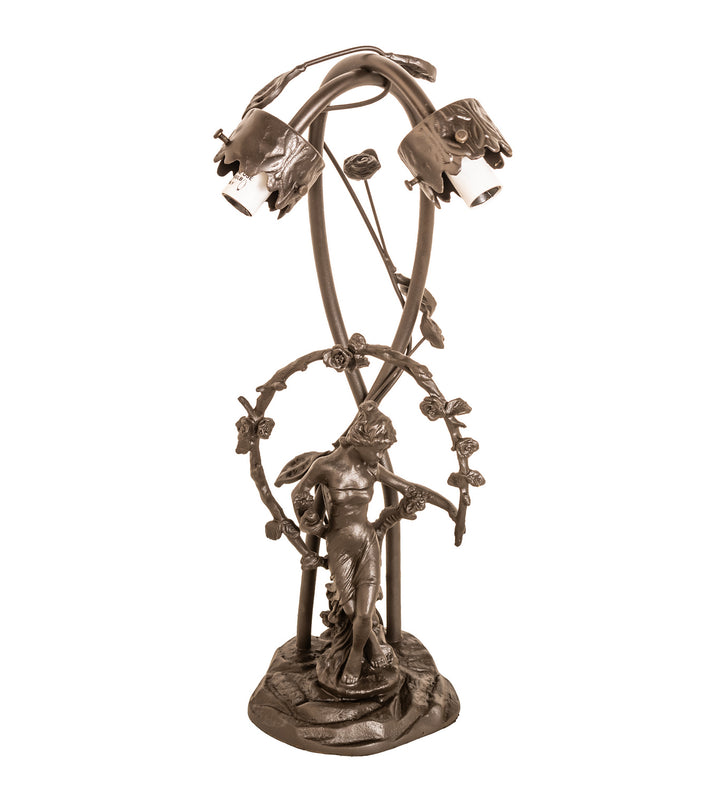 Meyda Tiffany Lighting 109504 White Two Light Table Lamp Lamp Bronze / Dark