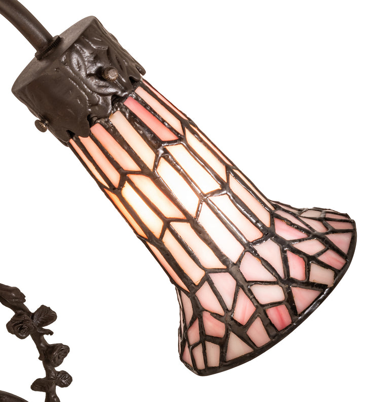 Meyda Tiffany Lighting 134637 Stained Glass Pond Lily Two Light Table Lamp Lamp Bronze / Dark