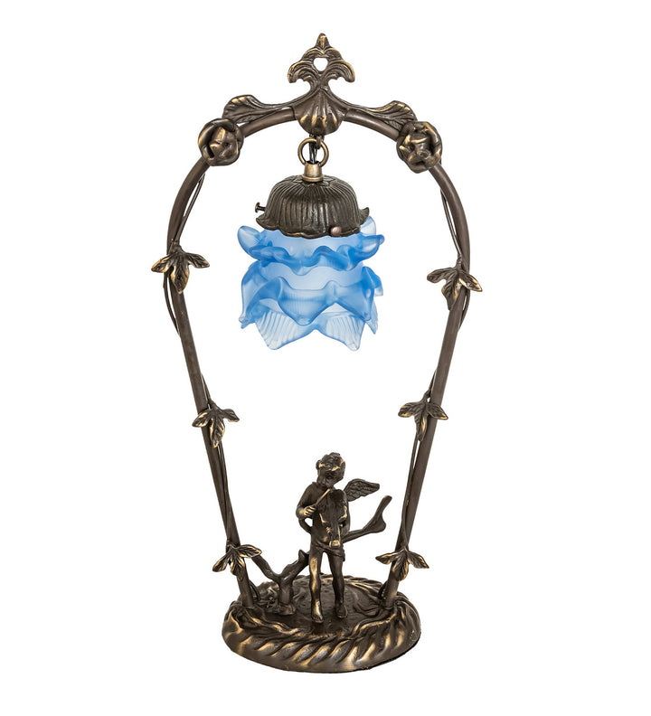 Meyda Tiffany Lighting 17428 Blue Cherub One Light Mini Lamp Lamp Brass - Antique