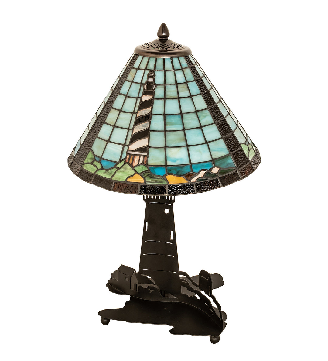 Meyda Tiffany Lighting 215491 Lighthouse Two Light Table Lamp Lamp Bronze / Dark