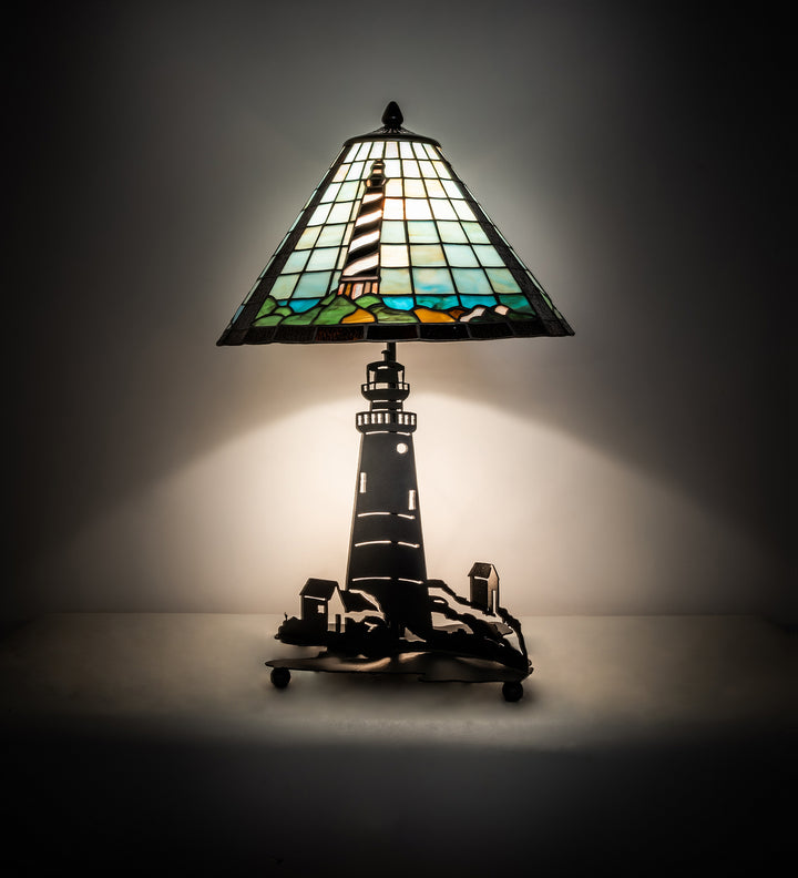 Meyda Tiffany Lighting 215491 Lighthouse Two Light Table Lamp Lamp Bronze / Dark