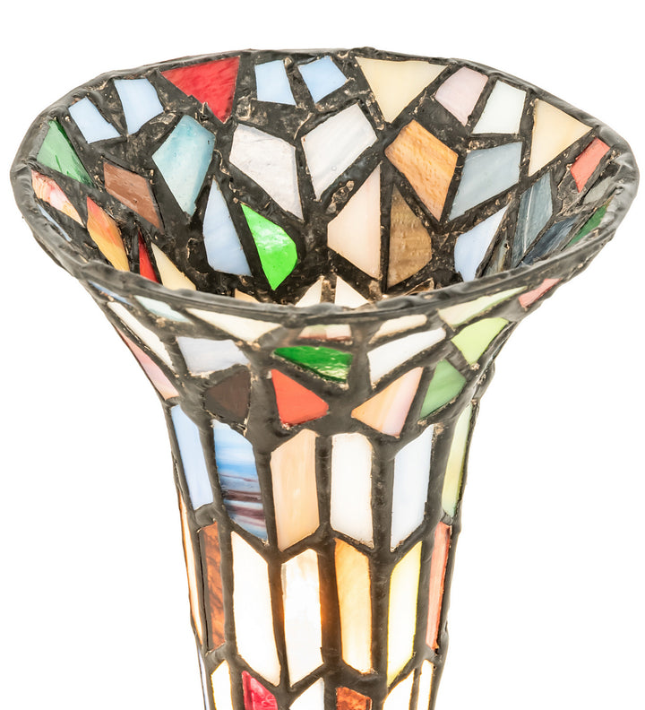 Meyda Tiffany Lighting 225851 Stained Glass Pond Lily One Light Mini Lamp Lamp Brass - Antique