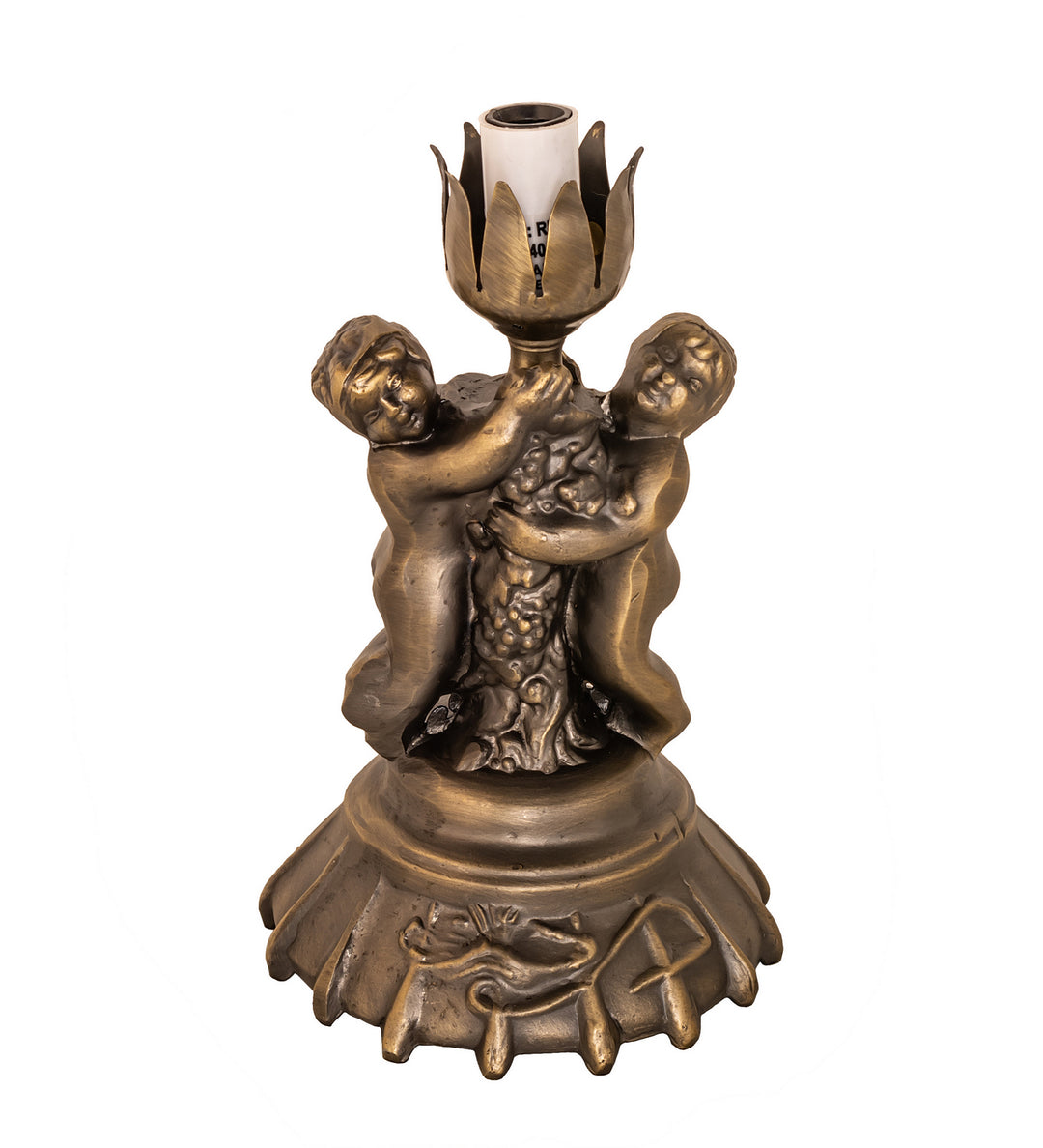 Meyda Tiffany Lighting 225851 Stained Glass Pond Lily One Light Mini Lamp Lamp Brass - Antique