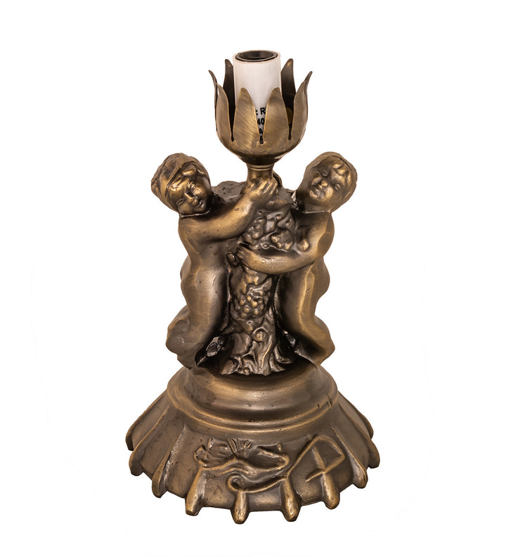 Meyda Tiffany Lighting 225851 Stained Glass Pond Lily One Light Mini Lamp Lamp Brass - Antique