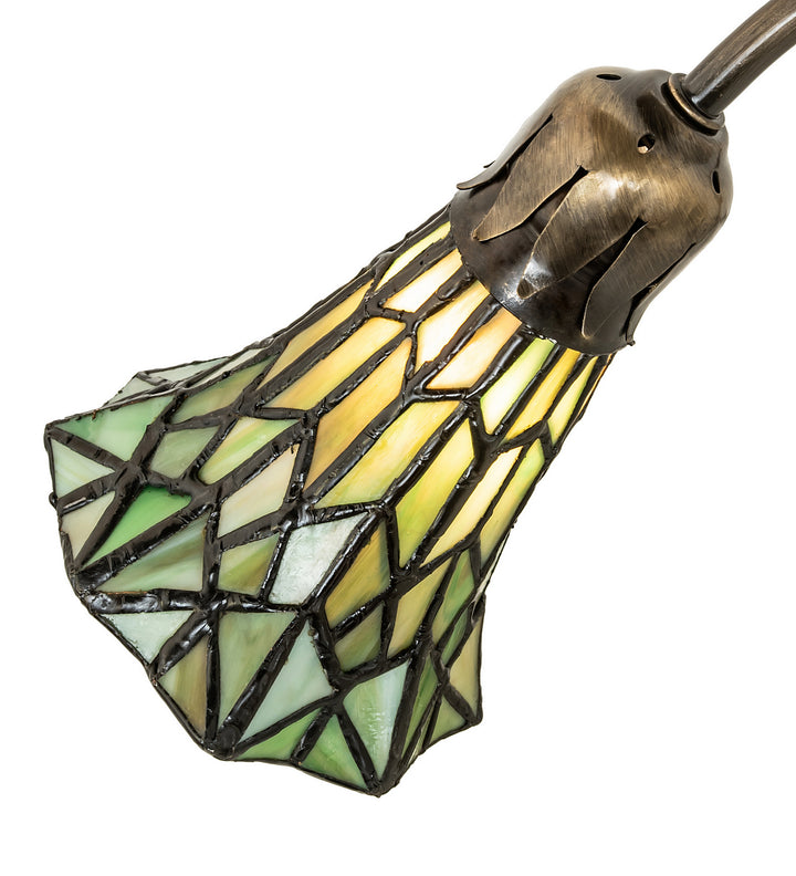 Meyda Tiffany Lighting 251851 Stained Glass Pond Lily One Light Mini Lamp Lamp Brass - Antique