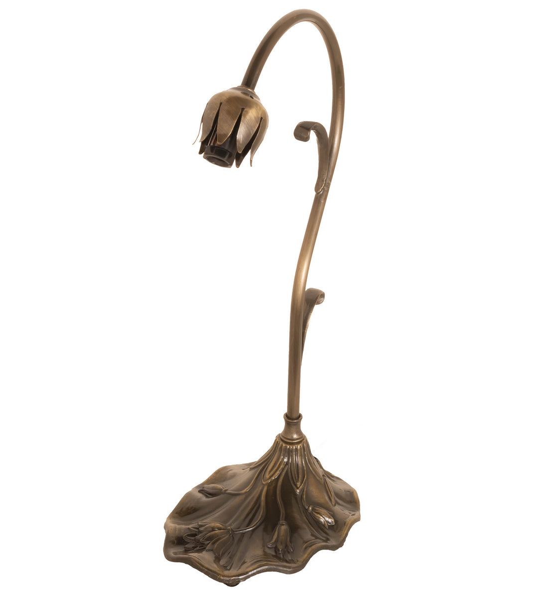 Meyda Tiffany Lighting 251852 Stained Glass Pond Lily One Light Mini Lamp Lamp Brass - Antique