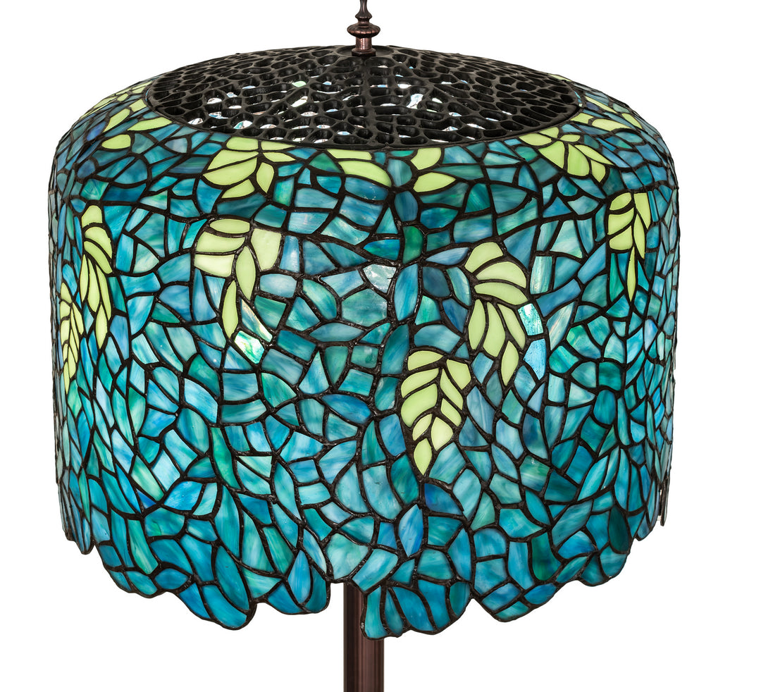 Meyda Tiffany Lighting 252160 Tiffany Wisteria Three Light Floor Base Lamp Bronze / Dark