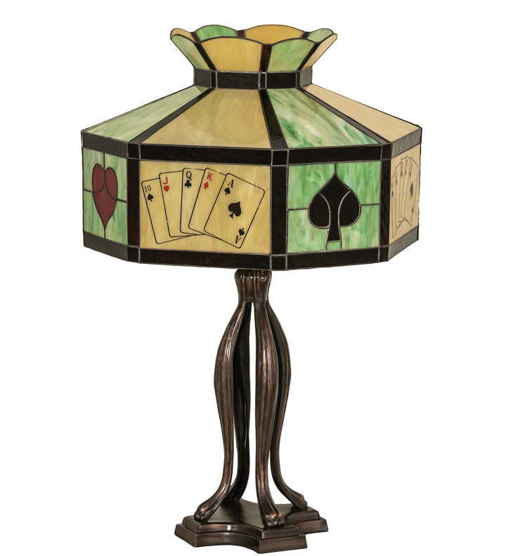 Meyda Tiffany Lighting 252404 Poker Face Three Light Table Lamp Lamp Bronze / Dark