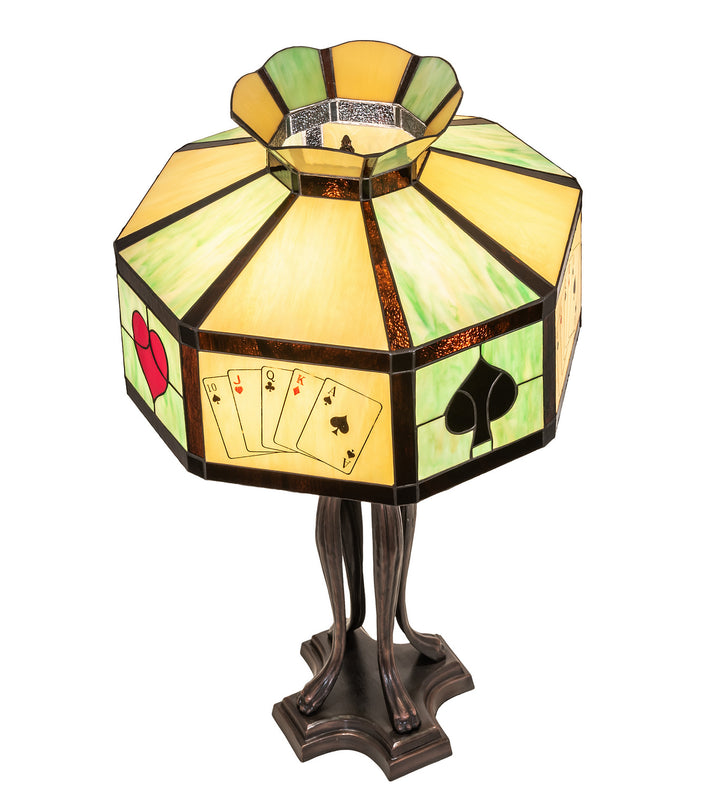 Meyda Tiffany Lighting 252404 Poker Face Three Light Table Lamp Lamp Bronze / Dark
