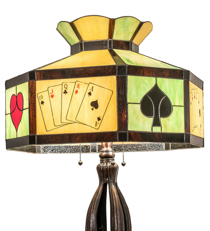 Meyda Tiffany Lighting 252404 Poker Face Three Light Table Lamp Lamp Bronze / Dark