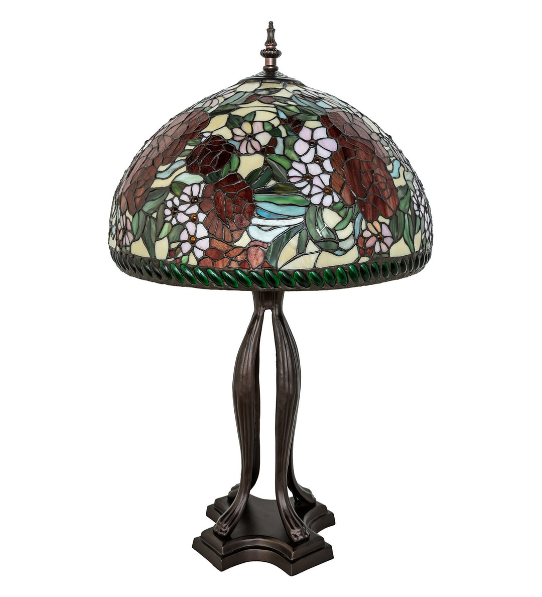 Meyda Tiffany Lighting 252596 Romance Rose Three Light Table Lamp Lamp Bronze / Dark