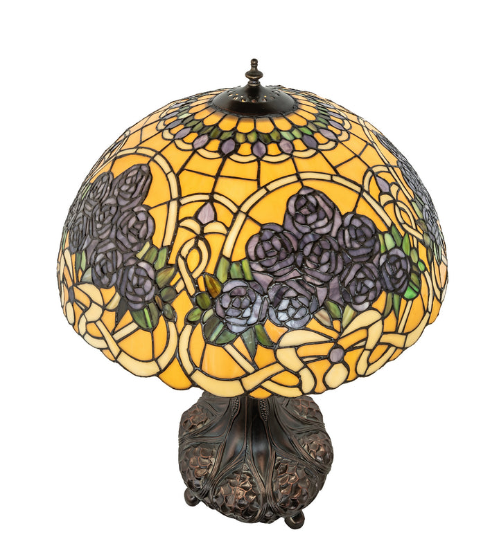 Meyda Tiffany Lighting 252640 Rose Bouquet Three Light Table Lamp Lamp Bronze / Dark