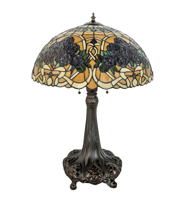Meyda Tiffany Lighting 252640 Rose Bouquet Three Light Table Lamp Lamp Bronze / Dark