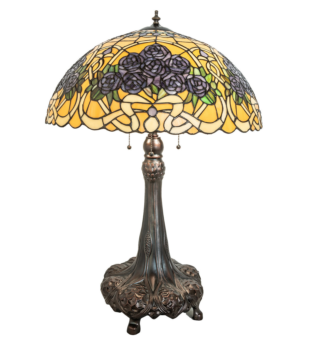 Meyda Tiffany Lighting 252640 Rose Bouquet Three Light Table Lamp Lamp Bronze / Dark