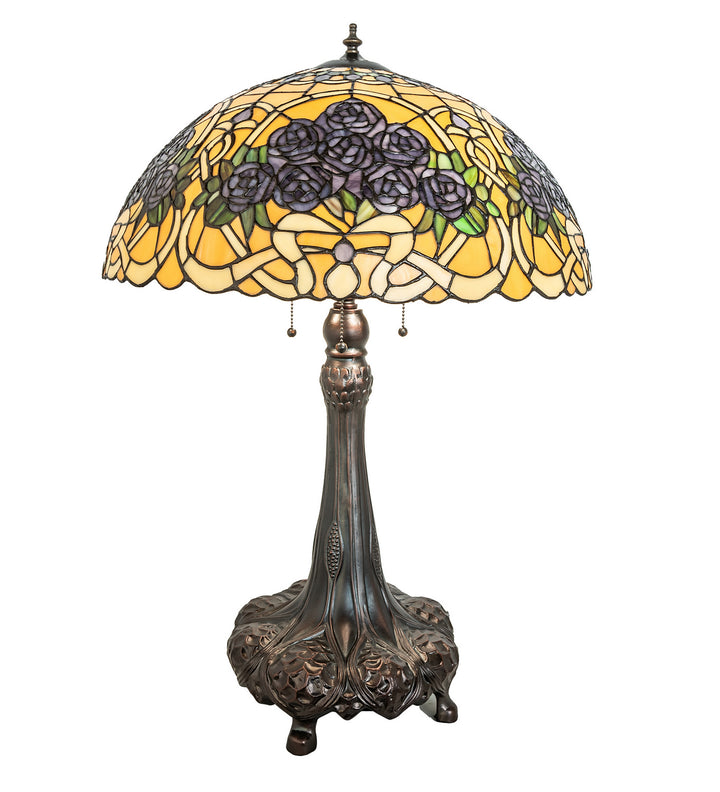 Meyda Tiffany Lighting 252640 Rose Bouquet Three Light Table Lamp Lamp Bronze / Dark