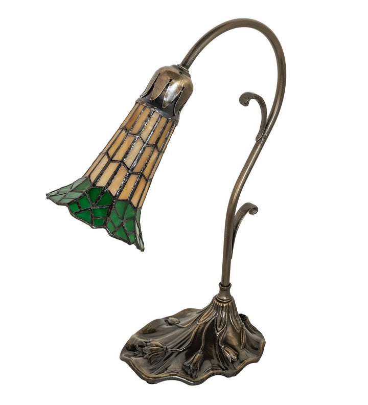 Meyda Tiffany Lighting 27084 Stained Glass Pond Lily One Light Mini Lamp Lamp Brass - Antique