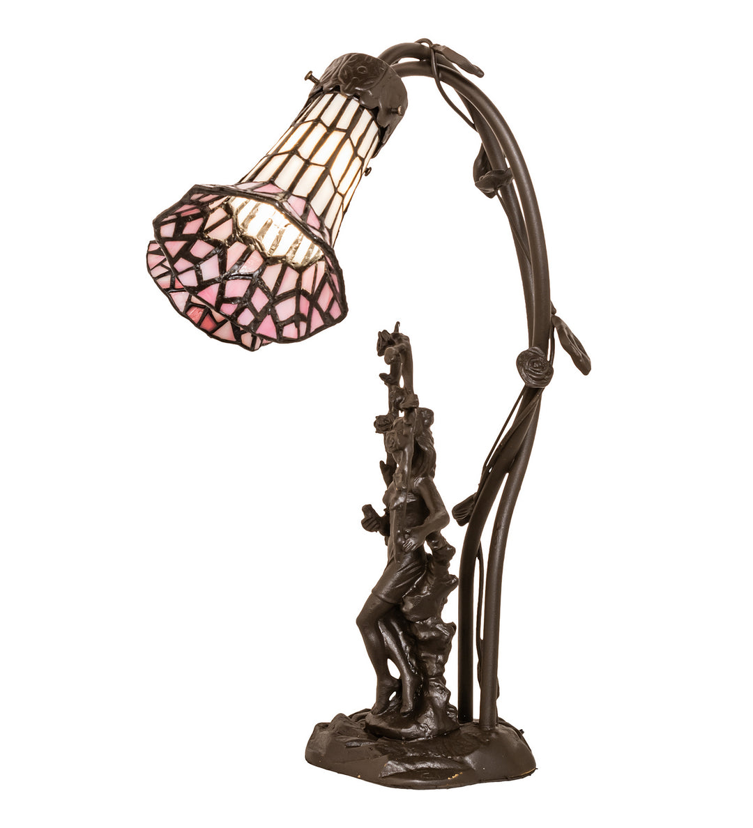 Meyda Tiffany Lighting 71641 Stained Glass Pond Lily Two Light Table Lamp Lamp Bronze / Dark