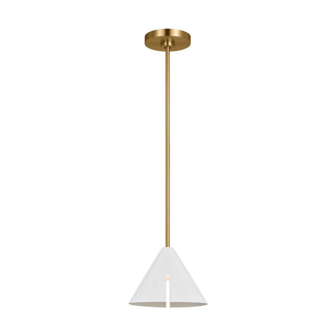 Visual Comfort Studio Cambre KP1121MWTBBS-L1 Pendant Light - Matte White and Burnished Brass