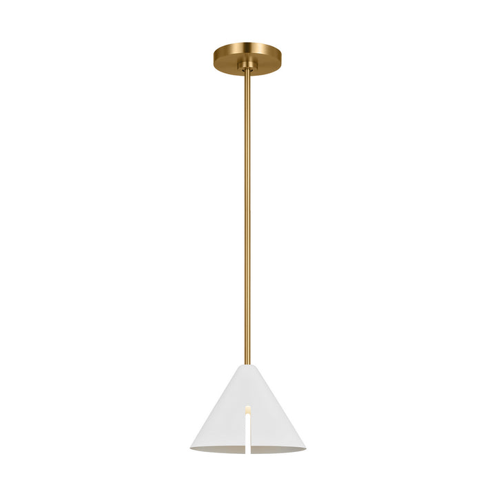 Visual Comfort Studio Cambre KP1121MWTBBS-L1 Pendant Light - Matte White and Burnished Brass