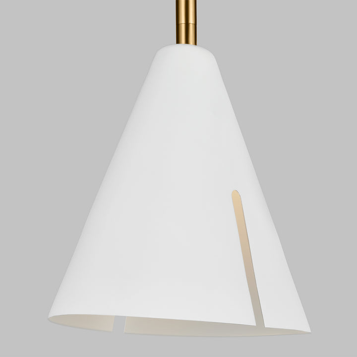 Visual Comfort Studio Cambre KP1121MWTBBS-L1 Pendant Light - Matte White and Burnished Brass