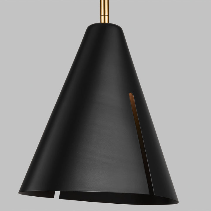 Visual Comfort Studio Cambre KP1131MBKBBS-L1 Pendant Light - Midnight Black and Burnished Brass