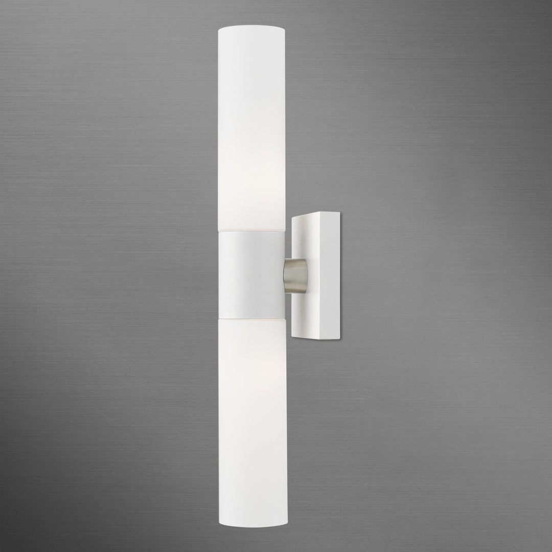 Livex Aero 10102-03 Bath Vanity Light 5 in. wide - White w/Brushed Nickel