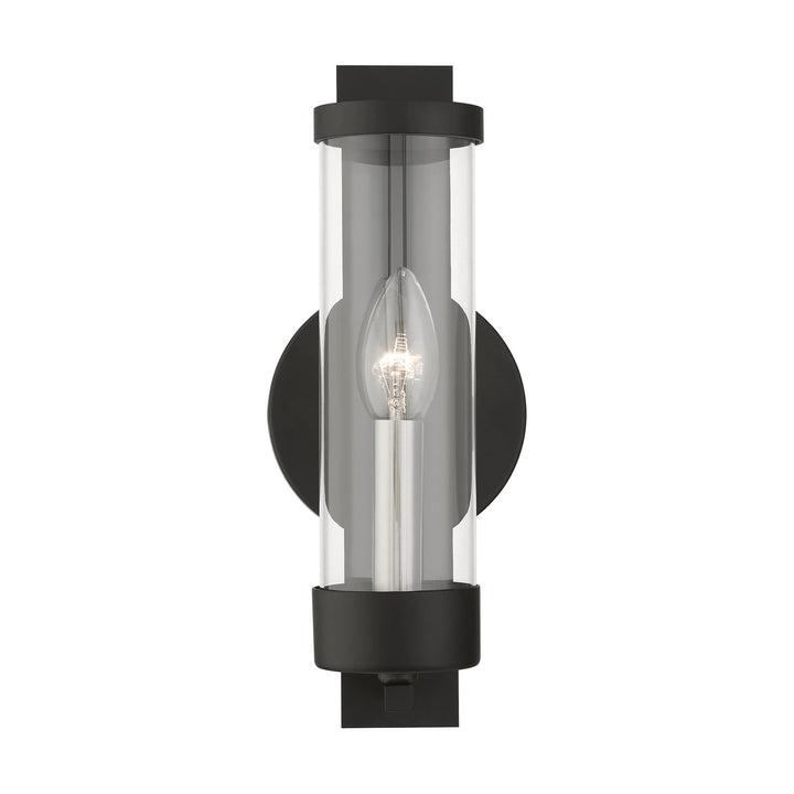 Livex Castleton 10141-04 Wall Sconce Light - Black w/Brushed Nickel Candle
