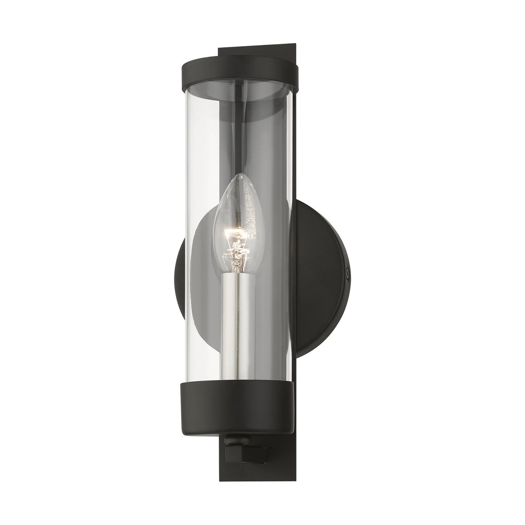 Livex Castleton 10141-04 Wall Sconce Light - Black w/Brushed Nickel Candle
