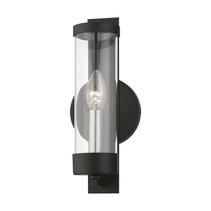 Livex Castleton 10141-04 Wall Sconce Light - Black w/Brushed Nickel Candle