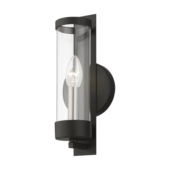 Livex Castleton 10141-04 Wall Sconce Light - Black w/Brushed Nickel Candle