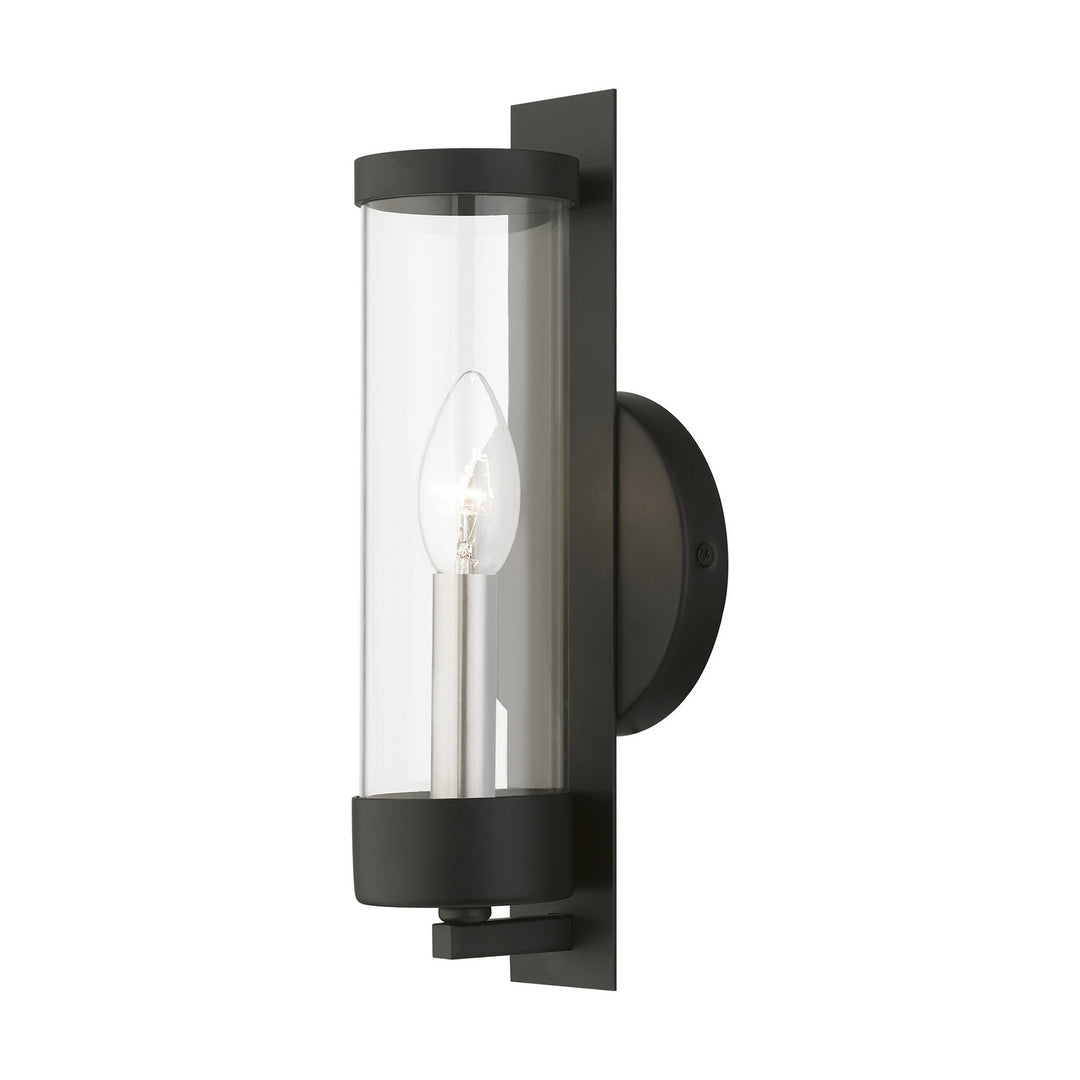 Livex Castleton 10141-04 Wall Sconce Light - Black w/Brushed Nickel Candle