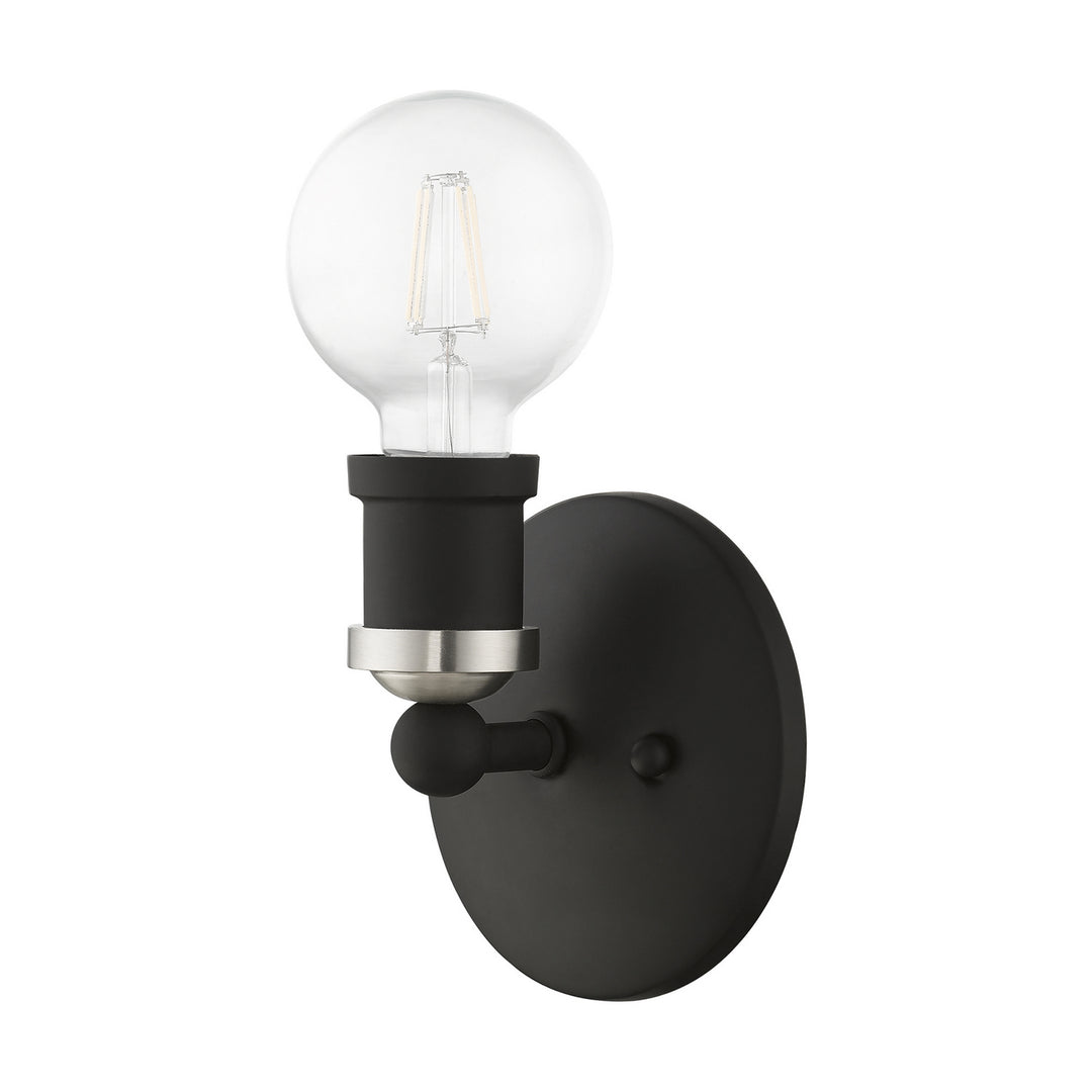 Livex Lansdale 14420-04 Wall Sconce Light - Black w/Brushed Nickel