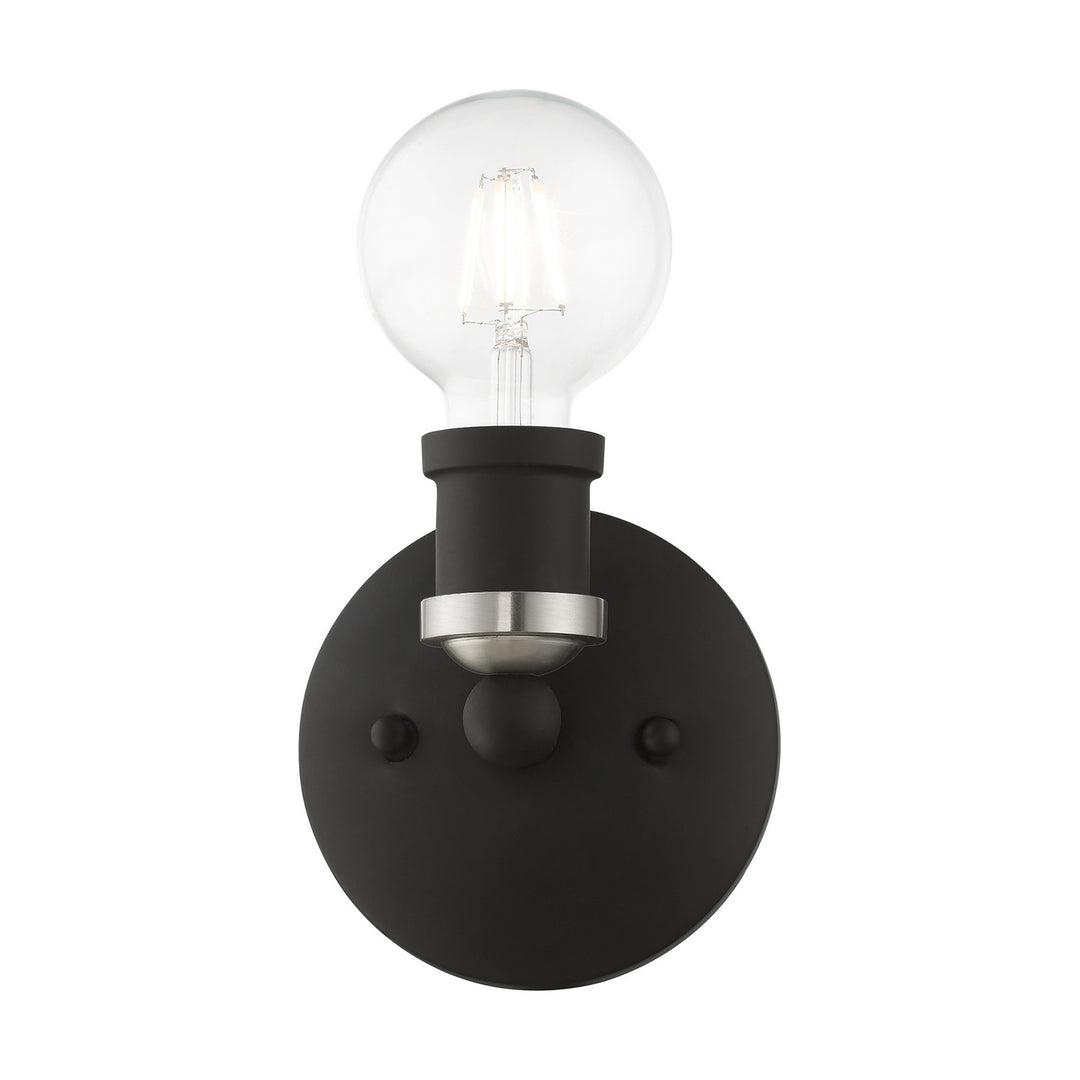 Livex Lansdale 14420-04 Wall Sconce Light - Black w/Brushed Nickel